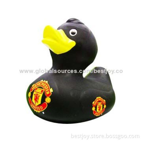 Black Plastic/Rubber Duck Bath Set with Soccer Team Logos Available, Ideal for Souvenir GiftsNew